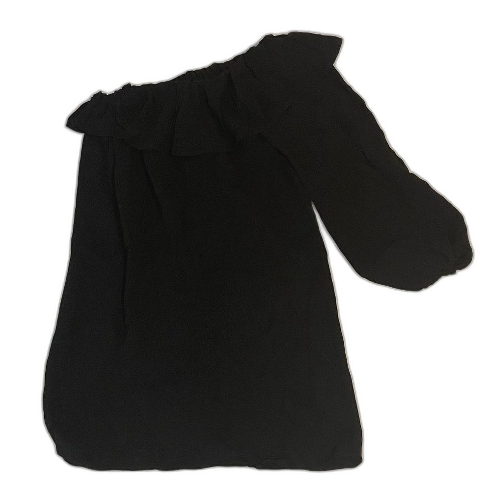 French Connection Evening Dew One-shoulder Dress In Black Size 2 71IXF - Picture 3 of 7